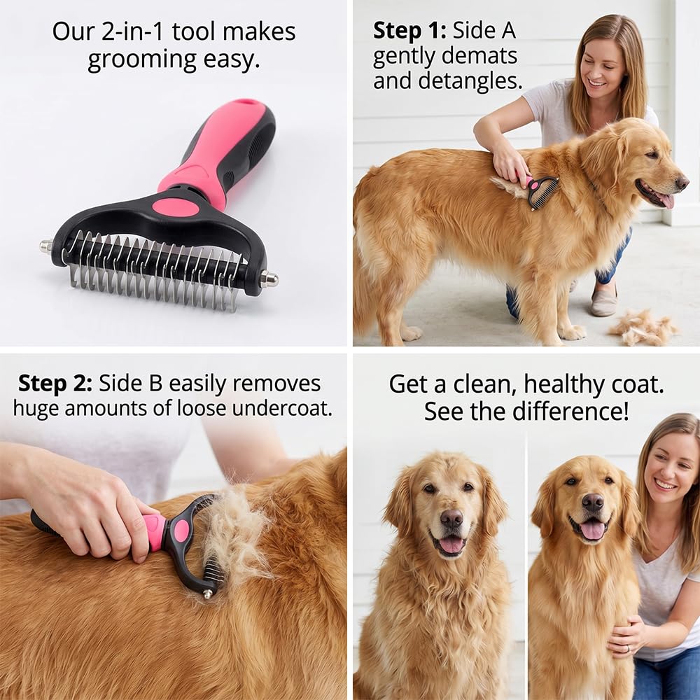 Spazzola Sottopelo per Cani e Gatti Antinodo - immagine 4